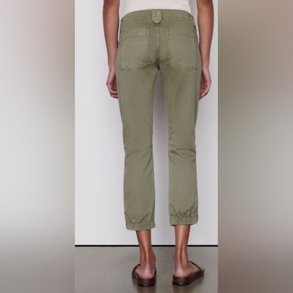 Frame Denim Banded Bottom Trapunto Moto Pants in Washed Aloe - Picture 2 of 6